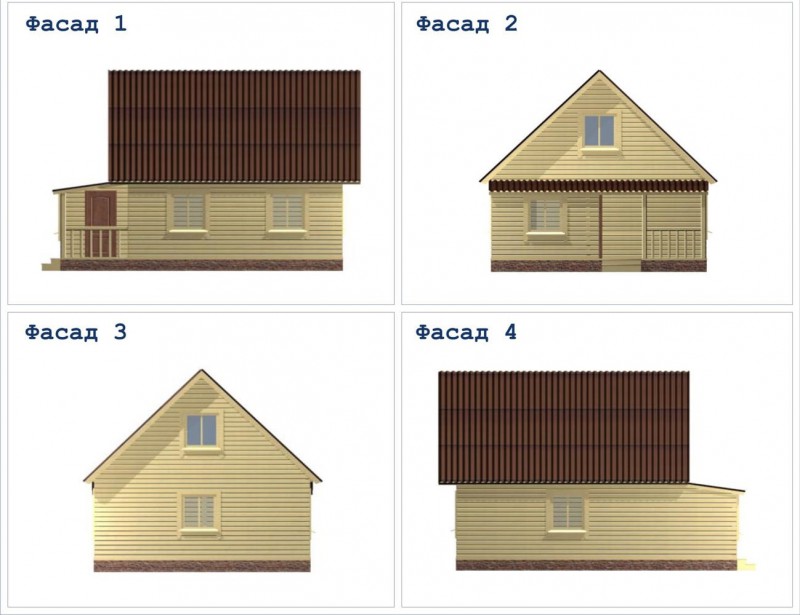 Коттедж из бруса с верандой ДД-25