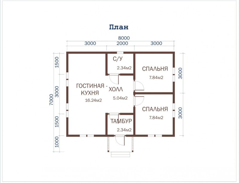 Деревянная дача с крыльцом ДД-30