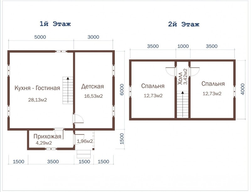 Двухэтажный дачный дом ДД-34