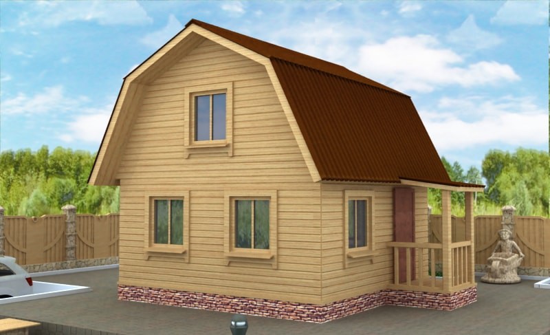 Двухэтажный коттедж с крыльцом ДД-04