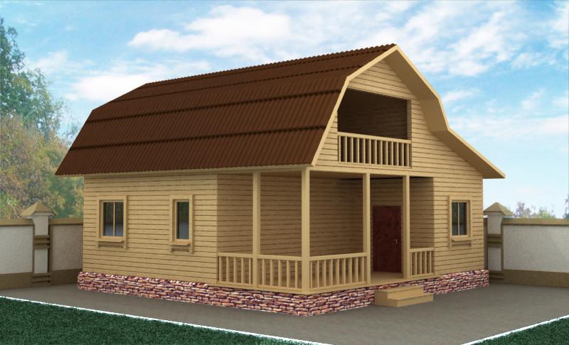 Дачный дом из дерева с террасой ДД-40