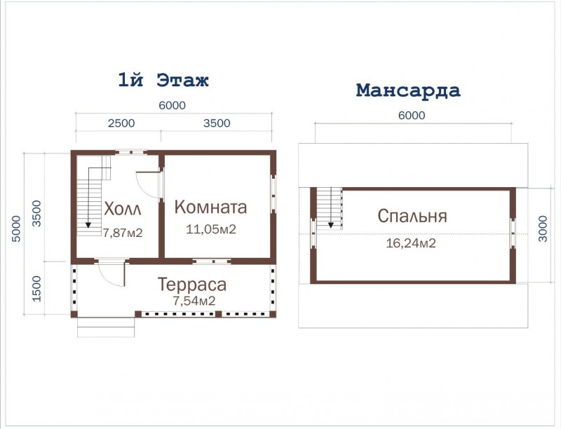 Дом из бруса для дачи с верандой ДД-06