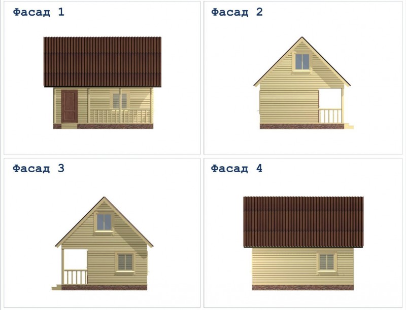 Дом из бруса для дачи с верандой ДД-06